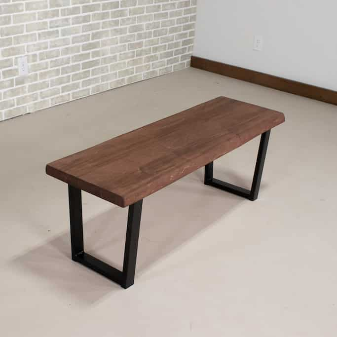 maple bench finished in brick