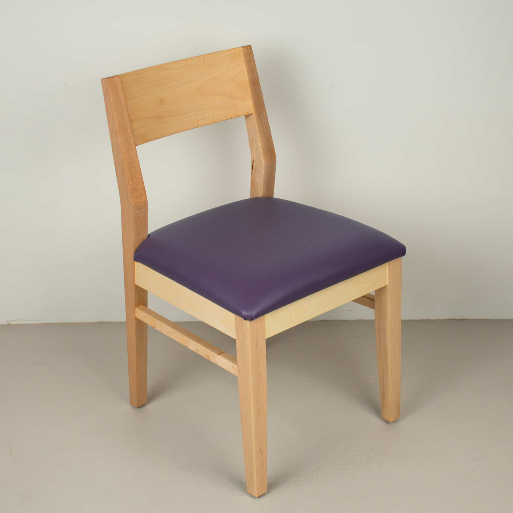 maple dining chair with plum seat