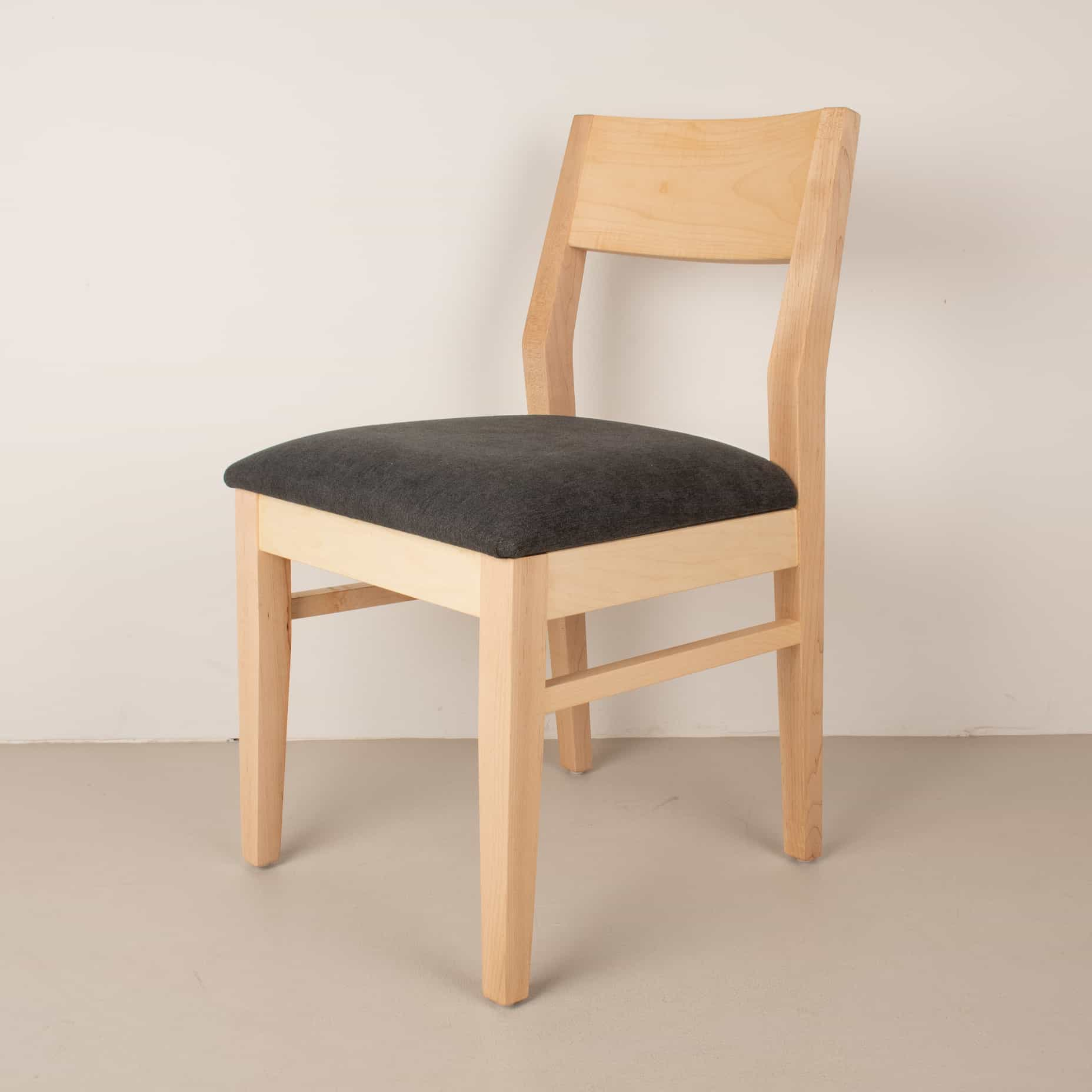 natural maple dining chair with black seat