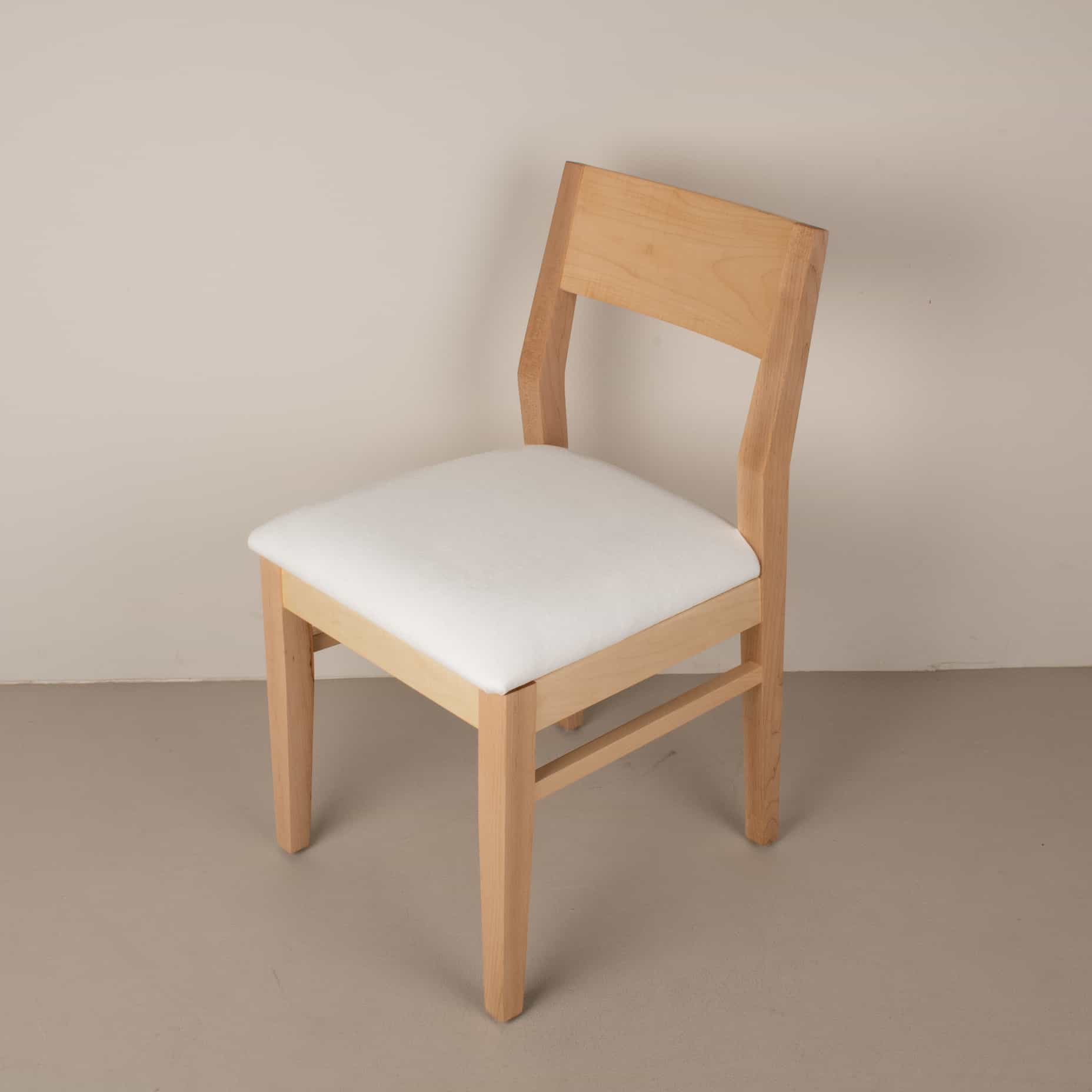 maple dining chair with white seat