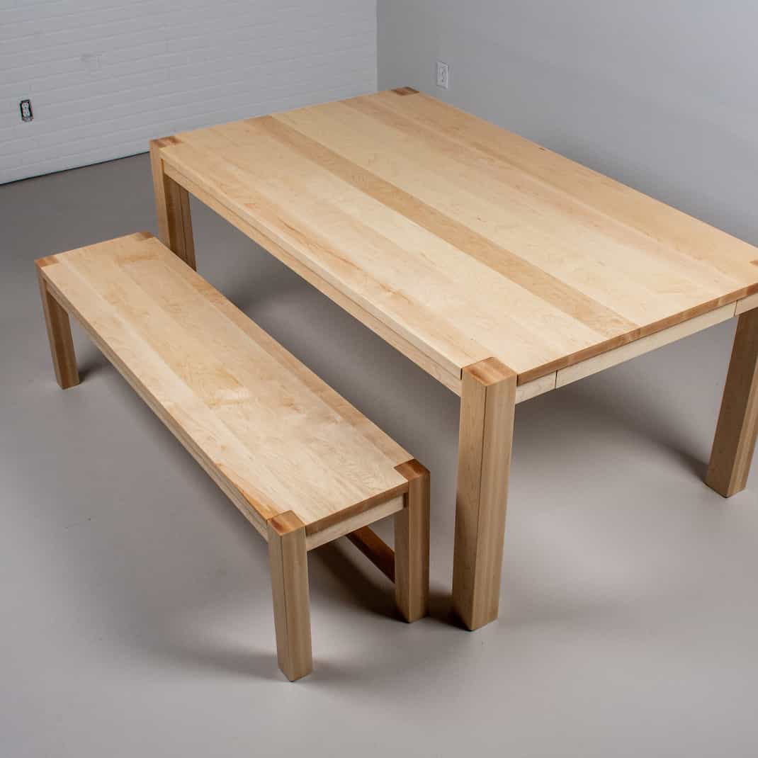 maple parsons table with bench