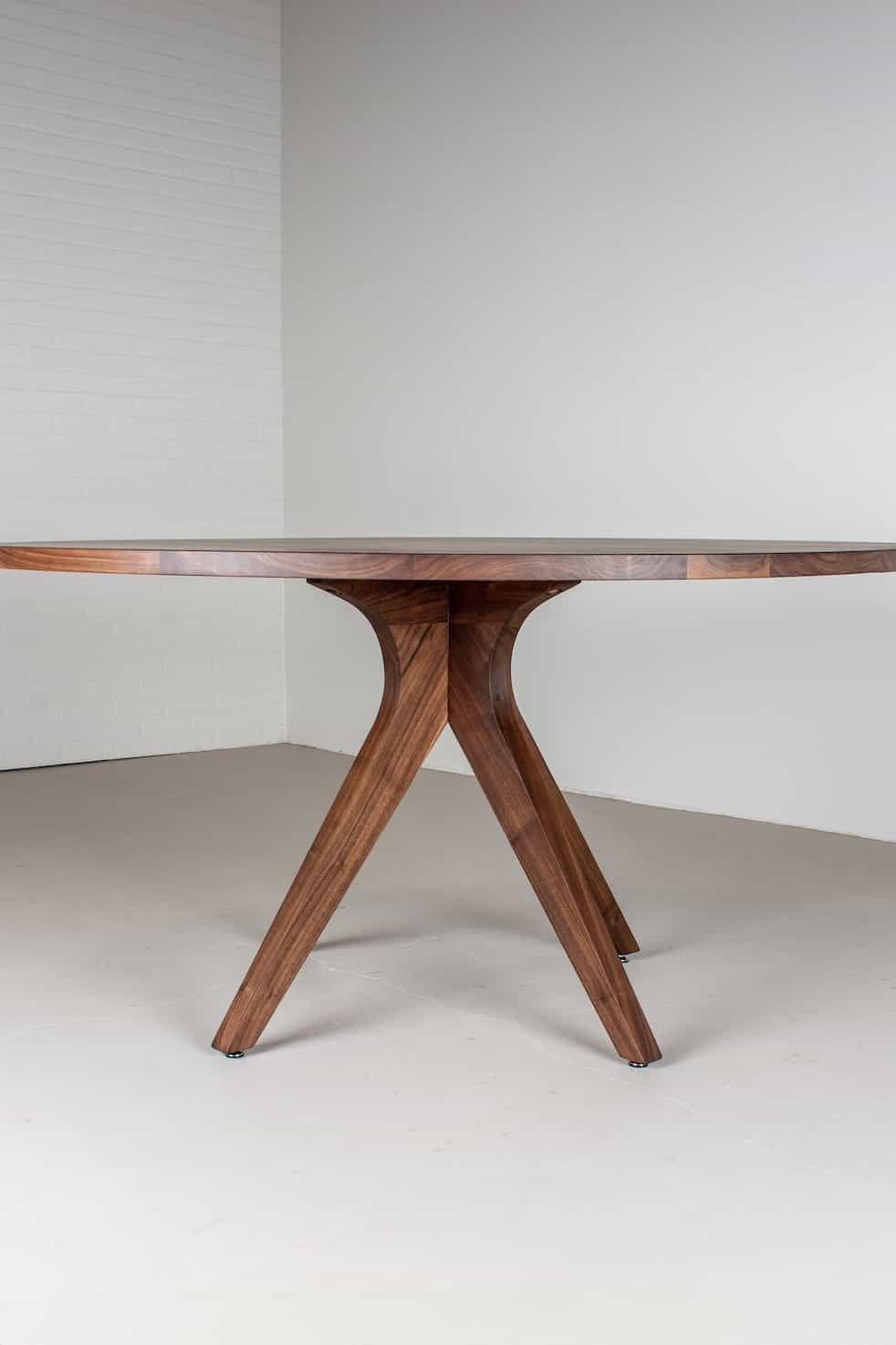 midcentury modern round walnut table