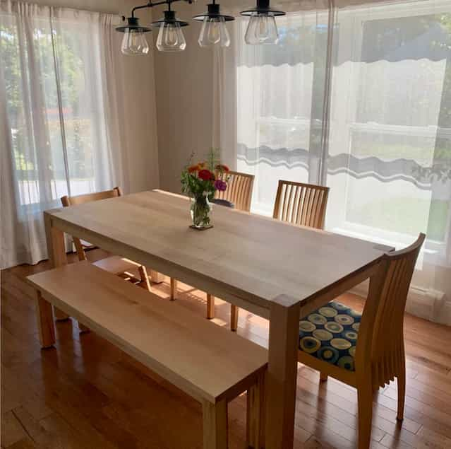 natural maple parson table and bench