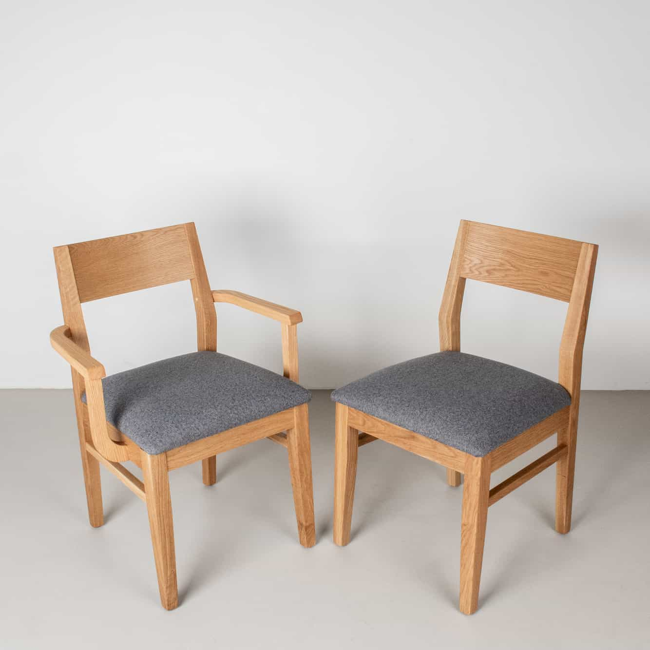 oak dining chairs with gray seats