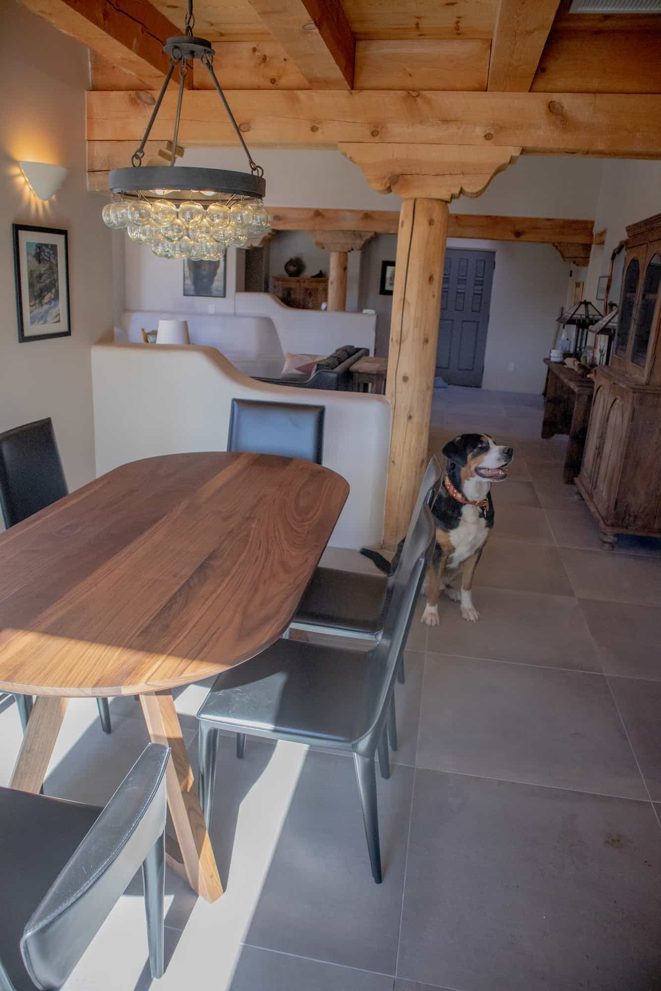 small modern walnut table