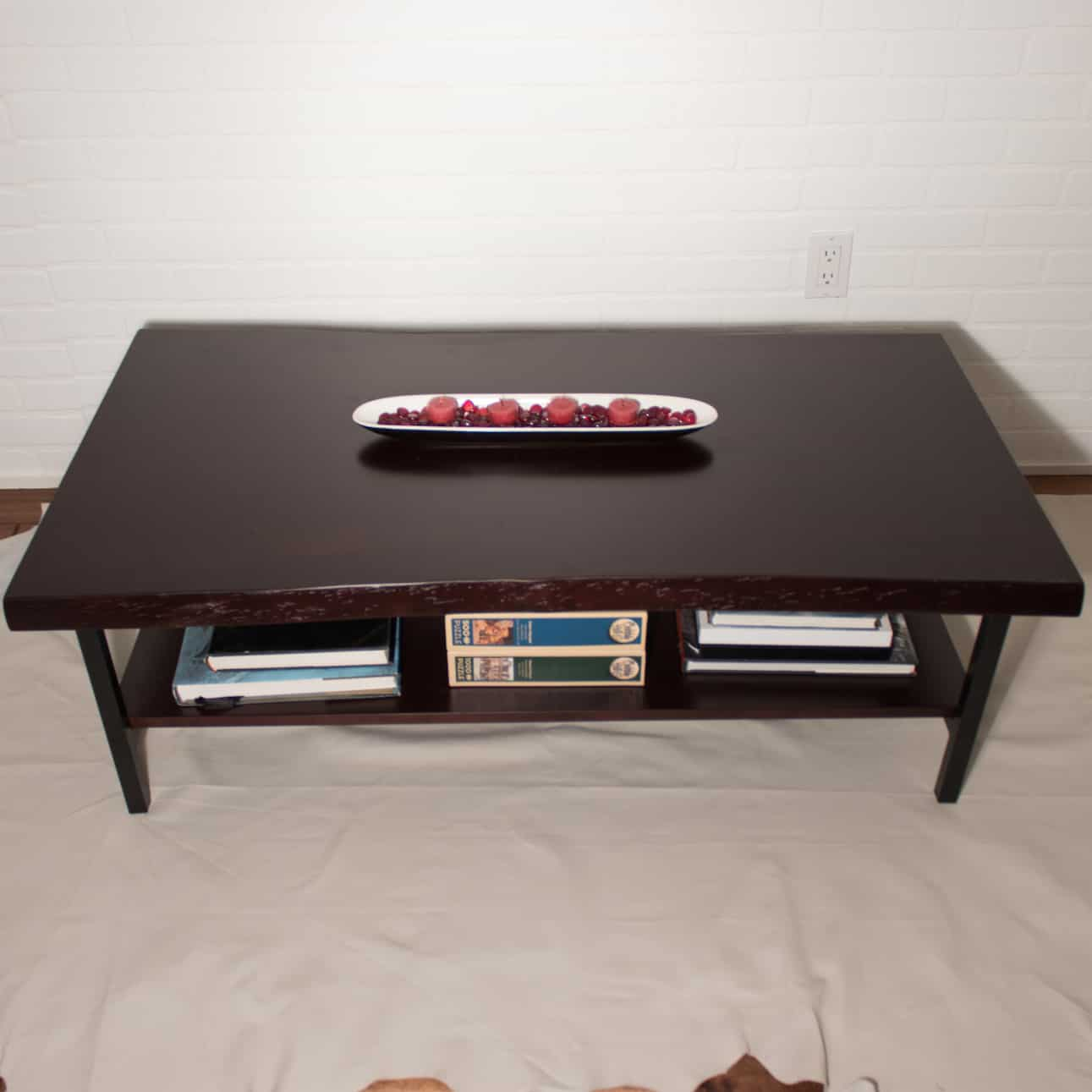 red maple coffee table with shelf