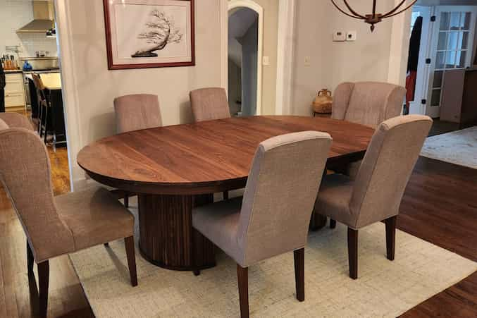 round walnut extendable table