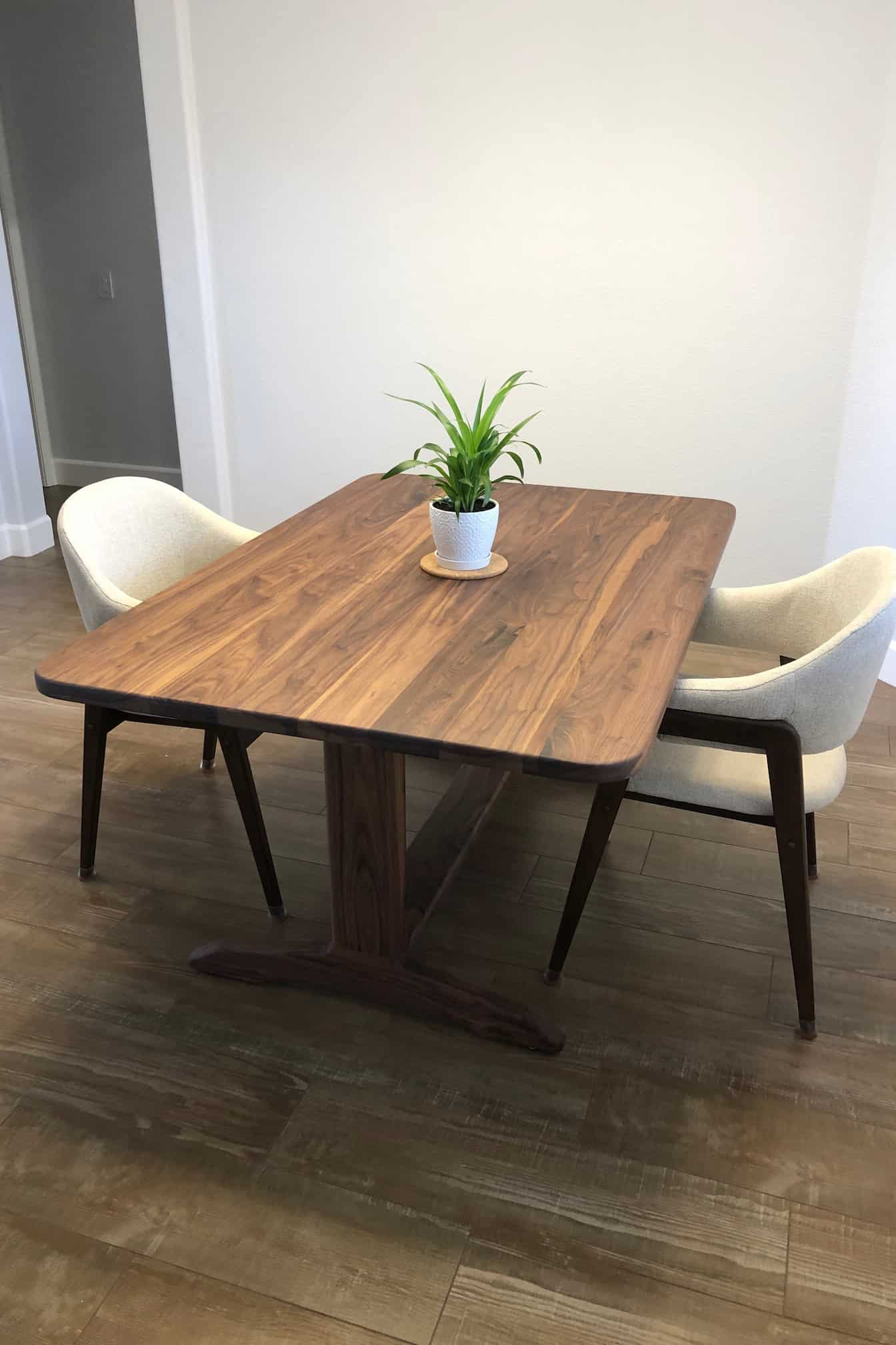 small modern walnut table