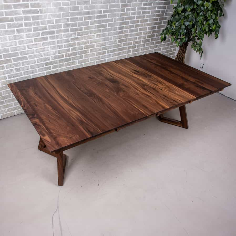 square walnut extendable table