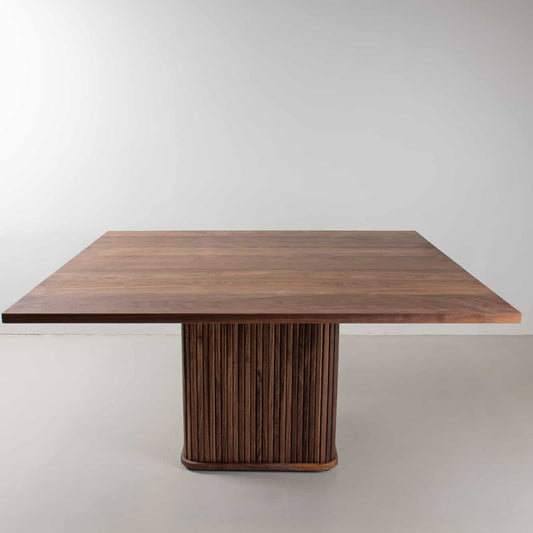 square walnut pedestal table