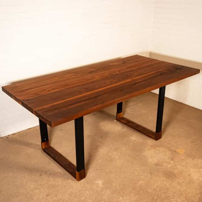 walnut and steel dining table