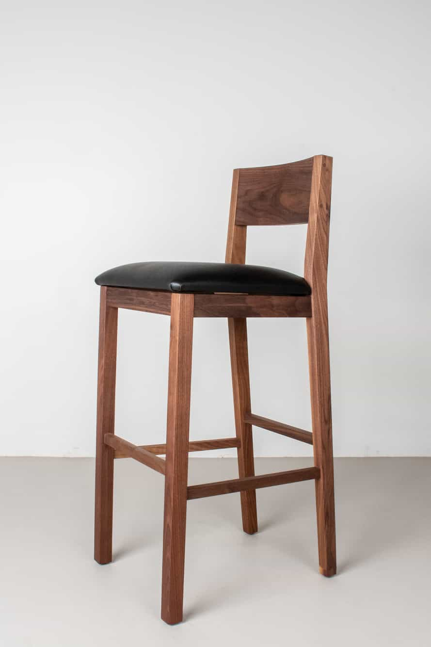 walnut barstool with black seat