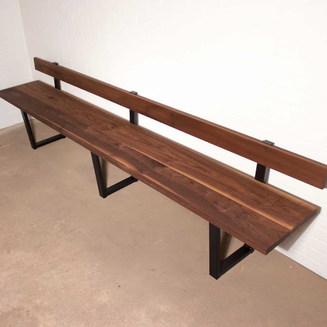 walnut bench with back support