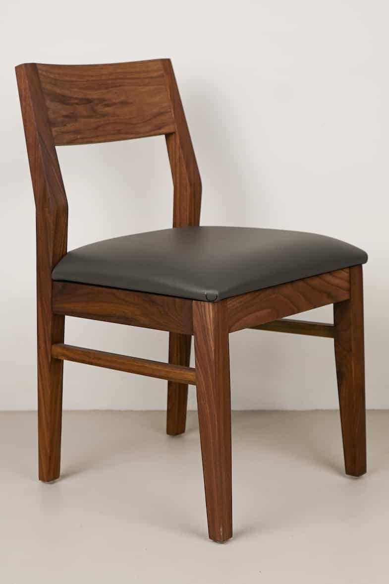 walnut dining chair with thunder colored seat