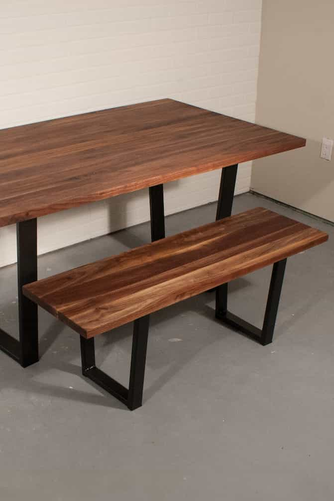 walnut dining table and bench