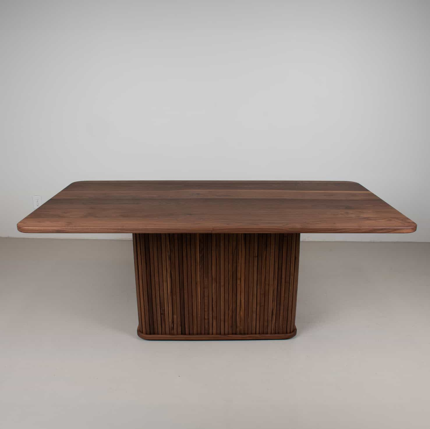 walnut rectangle table on pedestal base