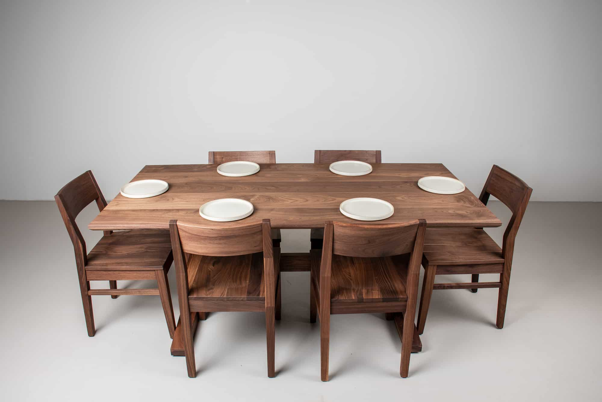 walnut table and chair set