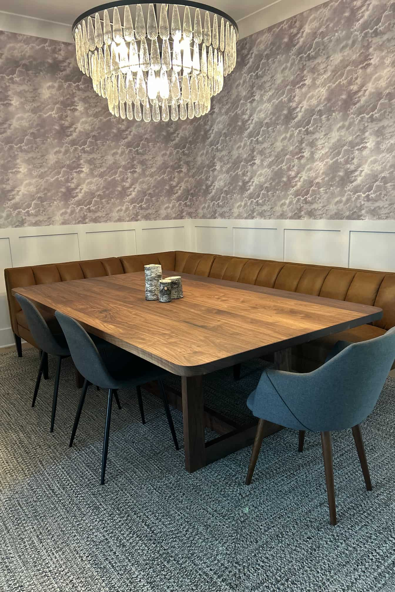 walnut table for banquette