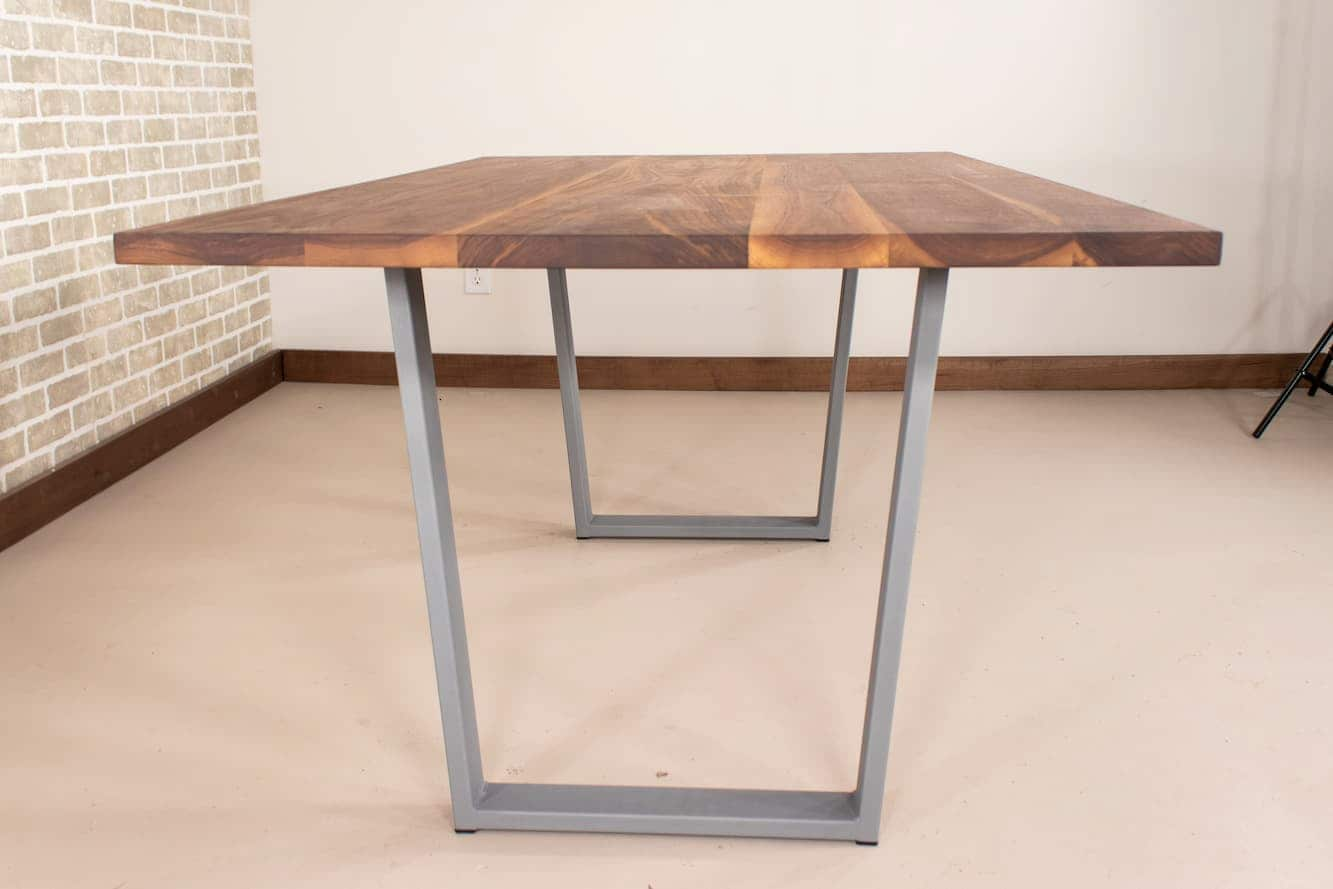 walnut table on silver atlin legs