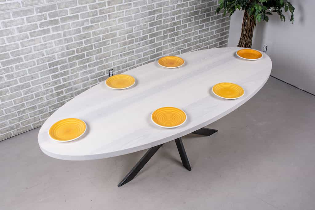 white oval table