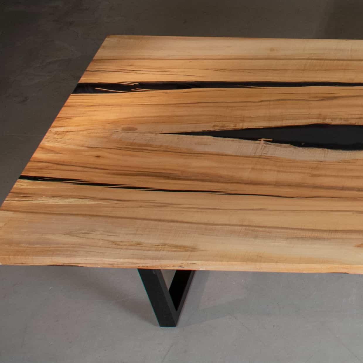 maple conference table with epoxy