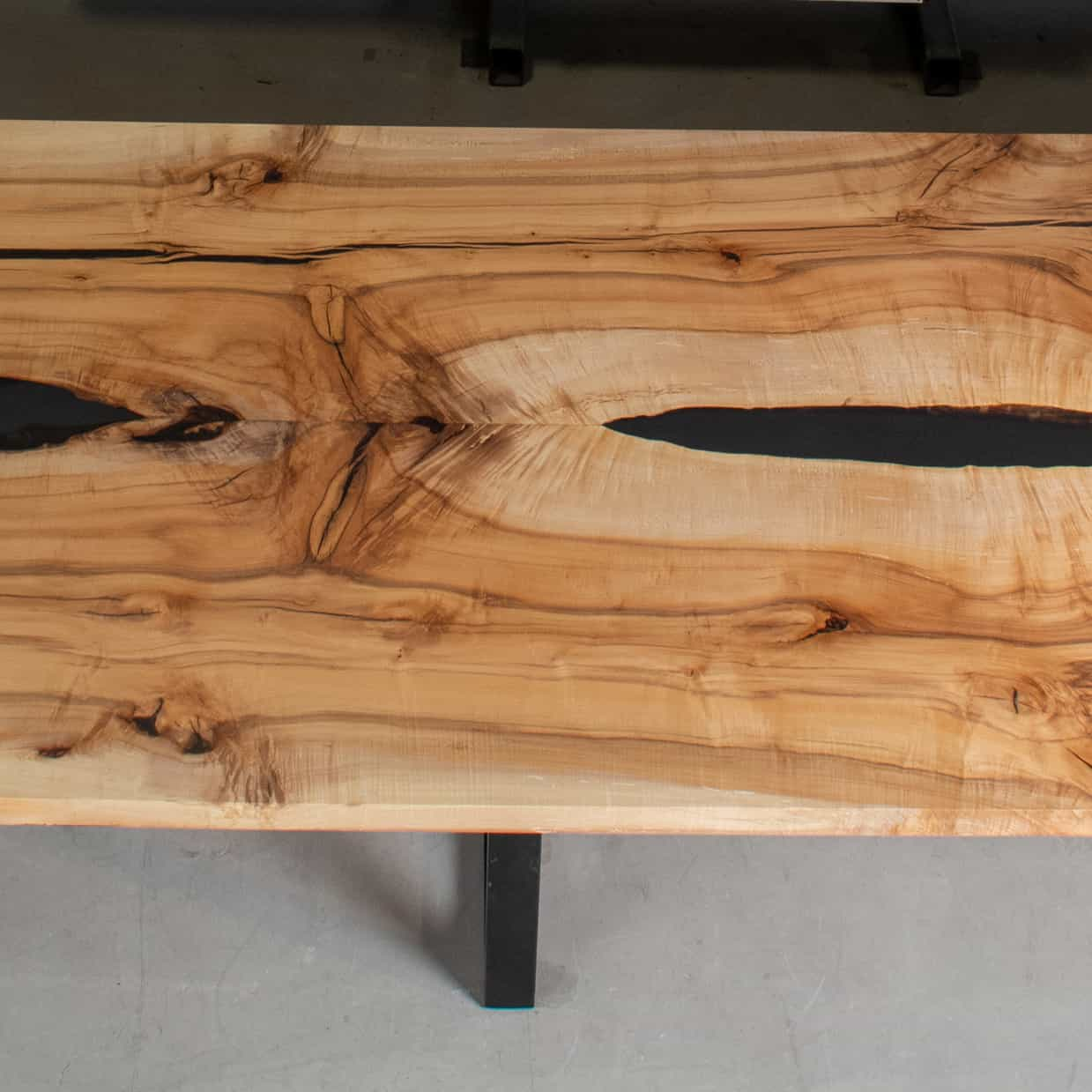 maple conference table with epoxy