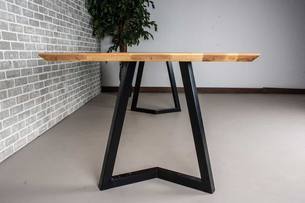 wood table on black chandler legs